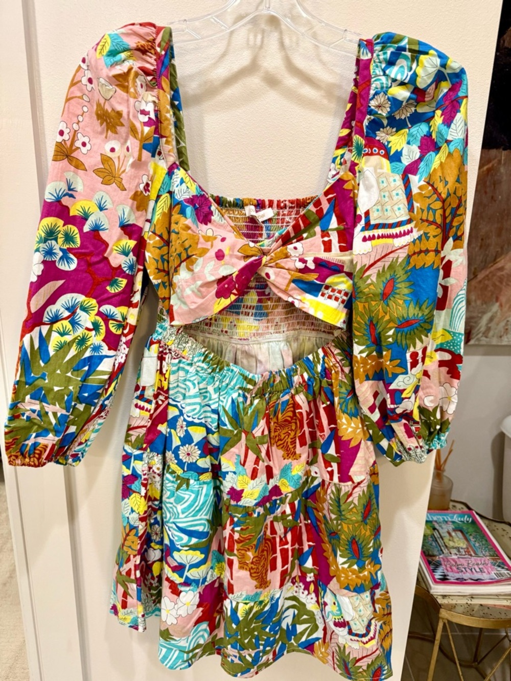 Love The Label Elisa Floral Cutout Mini Dress Puff Sleeve Size Small